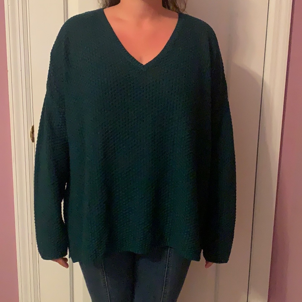 Primark forest green V-neck sweater